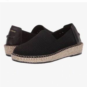 Cole Haan Cloudfeel Stitchkine Espadrille Black Knit Loafers, size 9